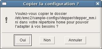 Dialogue de copie de la configuration