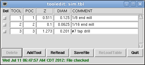 Tool Edit GUI - Column Selection