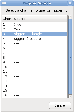 Dialogfeld 'Triggerquelle' (engl. trigger source)