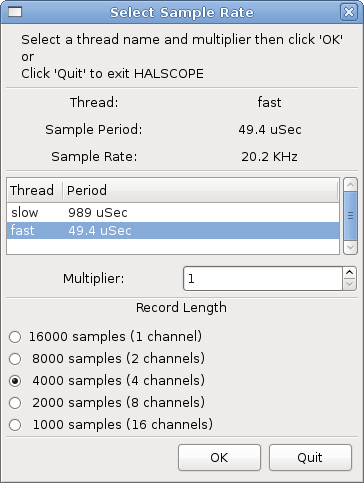 Sample Rate Dialog