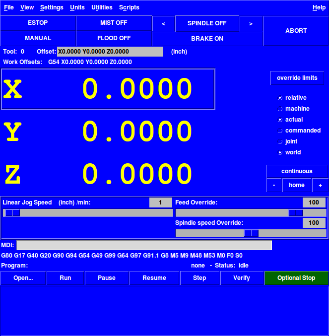 TkLinuxCNC graphical interface