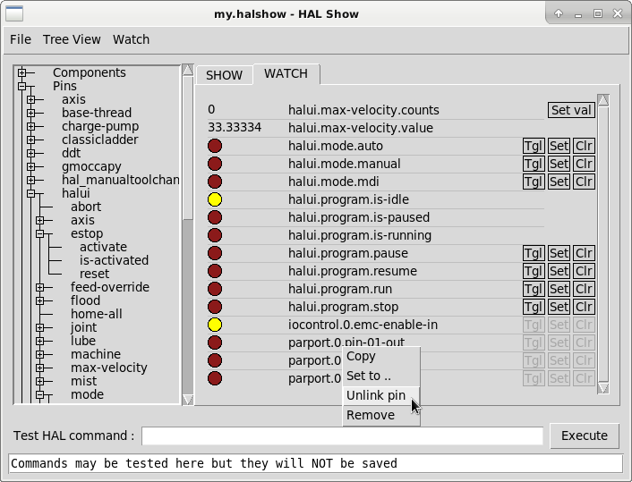 Halshow: Watch Tab Context Menu