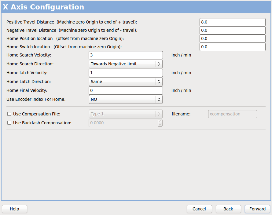 Configuración de ejes