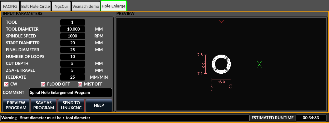 QtVCP Facing: Shown from QtDragon