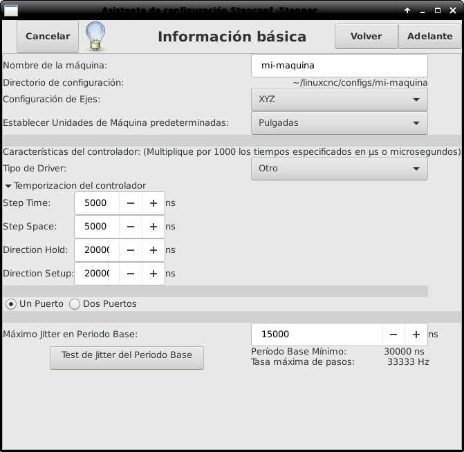 Página de información básica