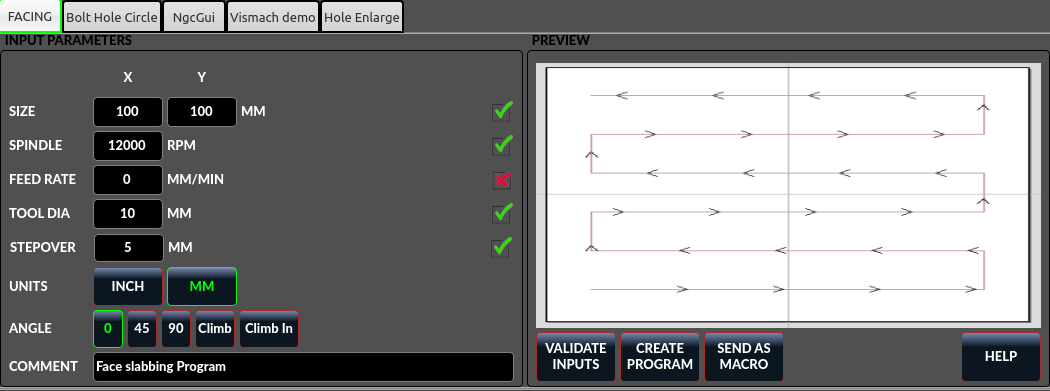 QtVCP Facing: Shown from QtDragon