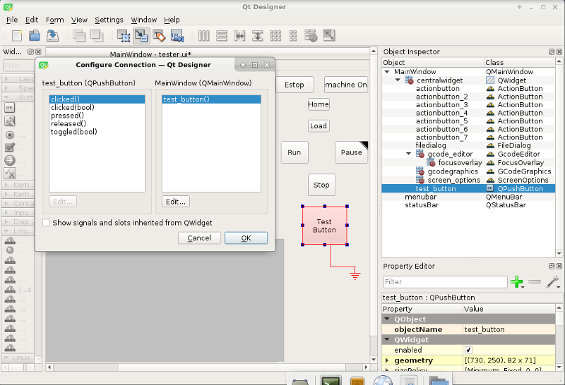 Qt Designer-Signal/Slot-Auswahl