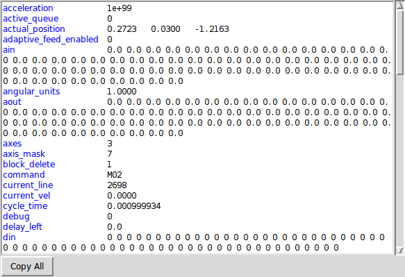 LinuxCNC Status Window