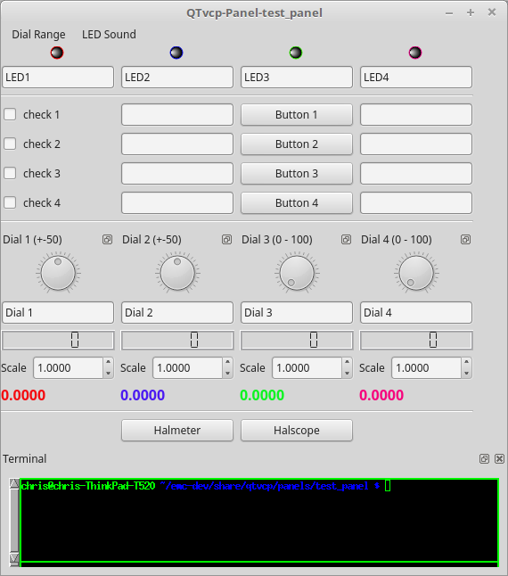 QtVCP test_panel - HAL Component Testing Panel