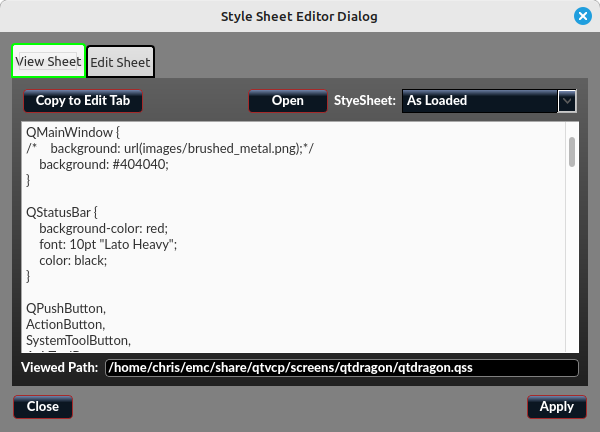 QtDragon stylesheet editor