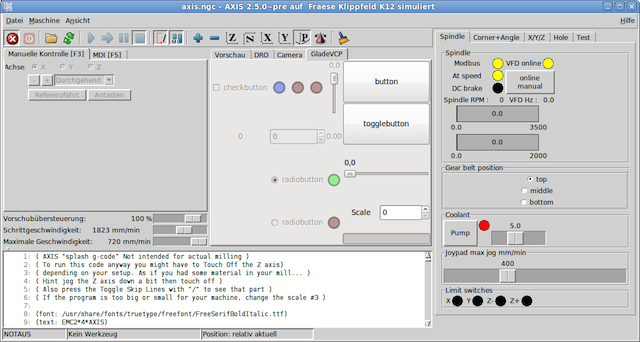 GladeVCP embedded into AXIS