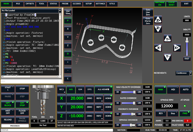 QtDragon, eine Touchscreen-GUI auf der Grundlage von QtVCP