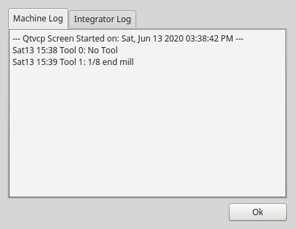 QtVCP MachineLogDialog: Machine and Debugging Logs Dialog Widget