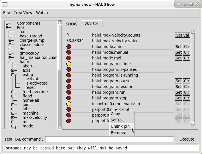 Halshow: Watch Tab Context Menu