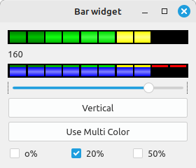 QtVCP HalBar: Panel showing two options of the HAL Bar Level Indicator 