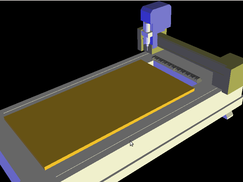 QtVCP vismach_router_atc - 3-Achsen Portalfräsen 3D-Ansichtspanel