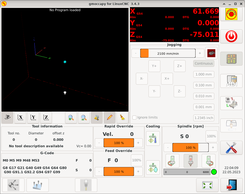 GMOCCAPY, eine Touchscreen-GUI auf der Grundlage von Gscreen